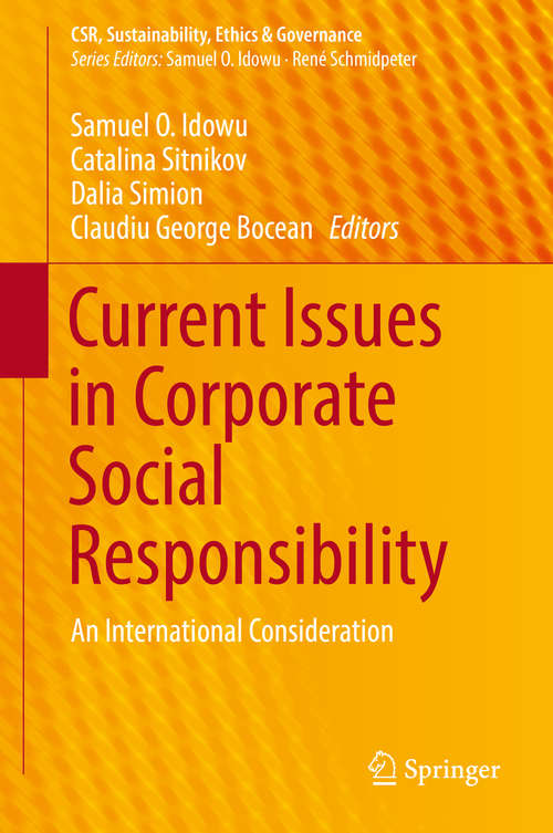 Book cover of Current Issues in Corporate Social Responsibility: An International Consideration (CSR, Sustainability, Ethics & Governance)