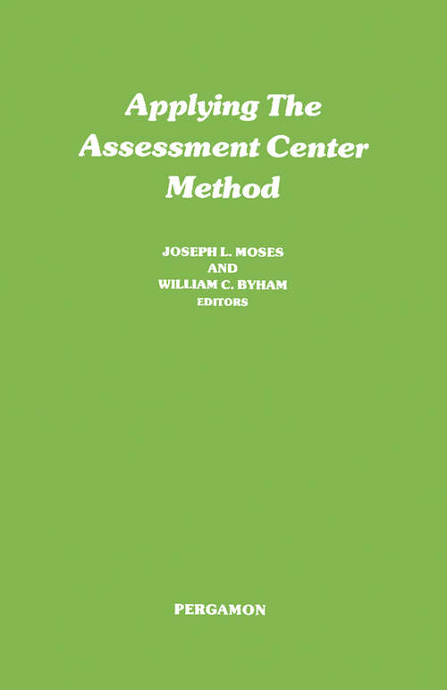 Book cover of Applying the Assessment Center Method: Pergamon General Psychology Series