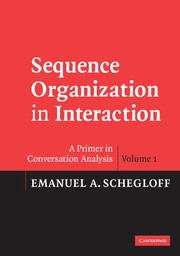 Book cover of Sequence Organization In Interaction: A Primer In Conversation Analysis (PDF)