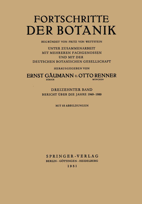 Book cover of Bericht über die Jahre 1949–1950 (1951) (Progress in Botany #13)