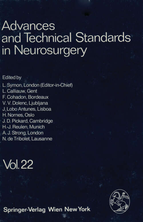 Book cover of Advances and Technical Standards in Neurosurgery (1995) (Advances and Technical Standards in Neurosurgery #22)