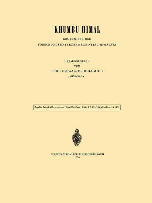 Book cover of Khumbu Himal — Ergebnisse des Forschungsunternehmens Nepal Himalaya: Band 1 / 3. Lieferung (1966)