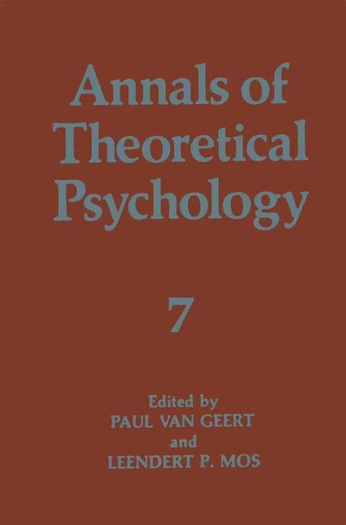 Book cover of Annals of Theoretical Psychology (1991) (Annals of Theoretical Psychology #7)