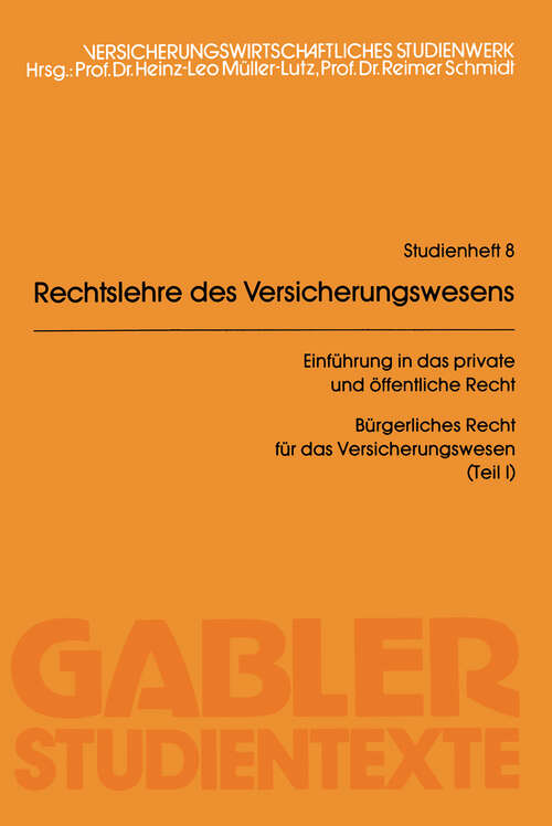 Book cover of Rechtslehre des Versicherungswesens (RLV) (1983)