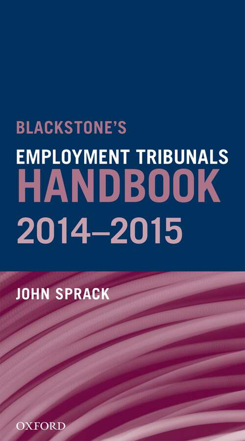 Book cover of Blackstone's Employment Tribunals Handbook 2014-15