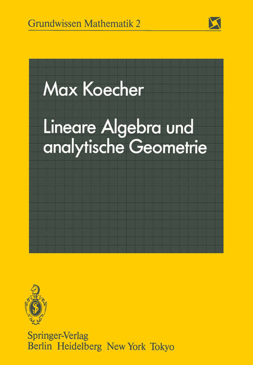 Book cover of Lineare Algebra und analytische Geometrie (1983) (Grundwissen Mathematik #2)