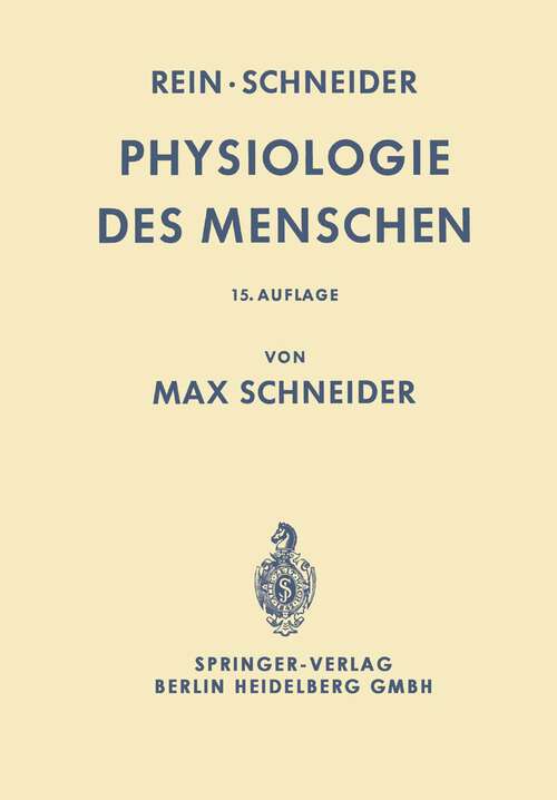 Book cover of Einführung in die Physiologie des Menschen (15. Aufl. 1964)