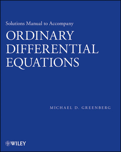 Book cover of Solutions Manual to accompany Ordinary Differential Equations
