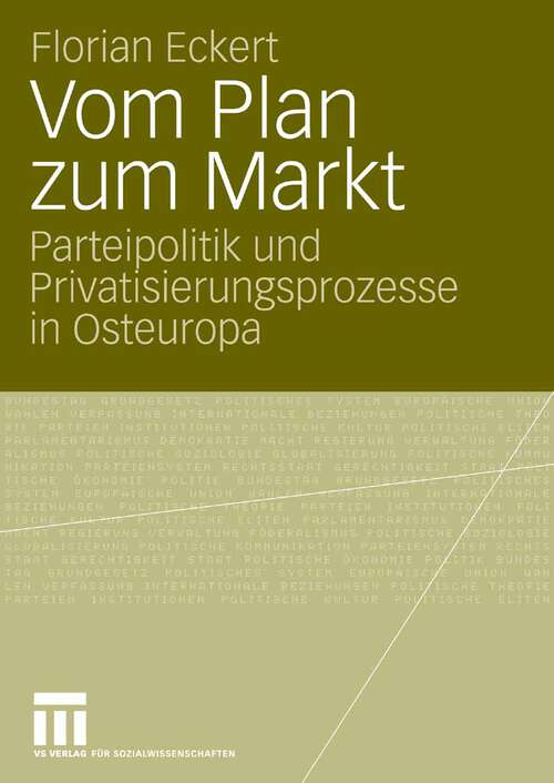 Book cover of Vom Plan zum Markt: Parteipolitik und Privatisierungsprozesse in Osteuropa (2008)
