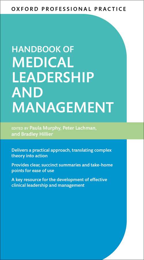 Book cover of Handbook of Medical Leadership and Management (Oxford Professional Practice)