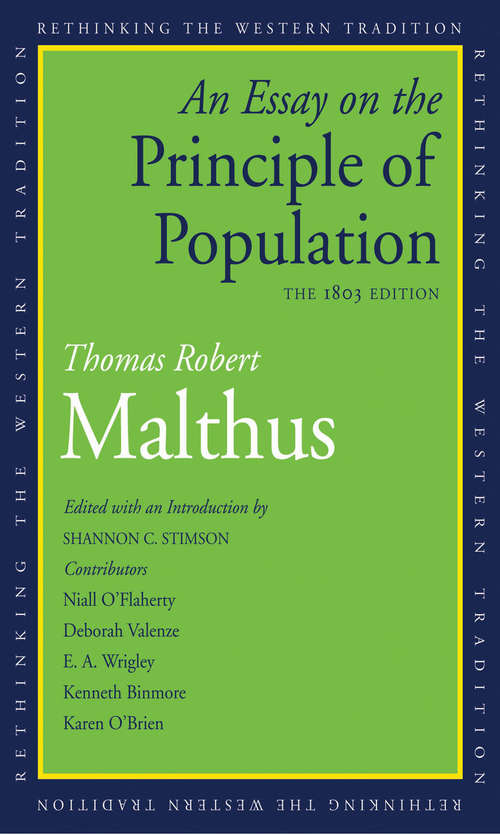 Book cover of An Essay on the Principle of Population: The 1803 Edition (Rethinking the Western Tradition)