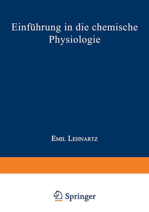 Book cover of Einführung in die chemische Physiologie (10. Aufl. 1952)