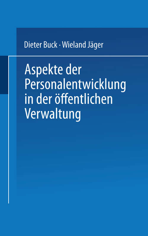 Book cover of Aspekte der Personalentwicklung in der öffentlichen Verwaltung (1997)