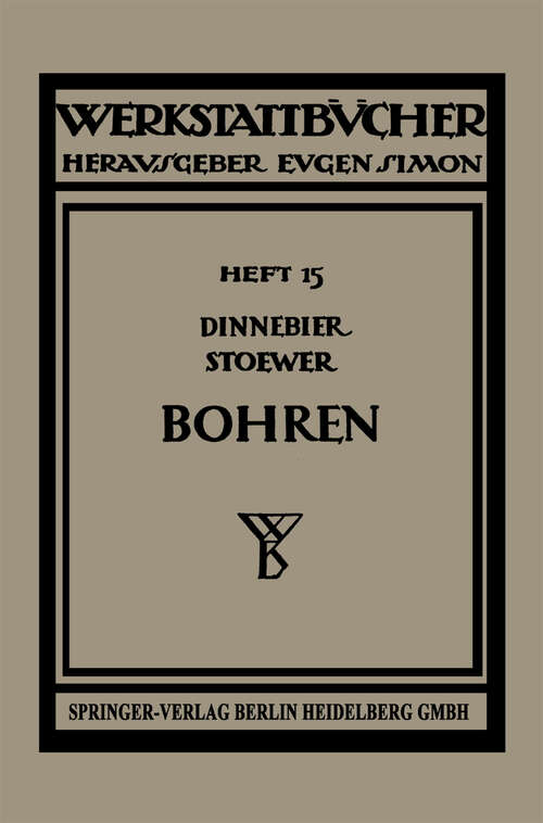 Book cover of Bohren (2. Aufl. 1932) (Werkstattbücher #15)