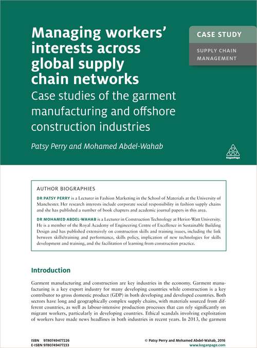 Book cover of Case Study: Case Studies of the Garment Manufacturing and Offshore Construction Industries (Kogan Page Case Study Library)