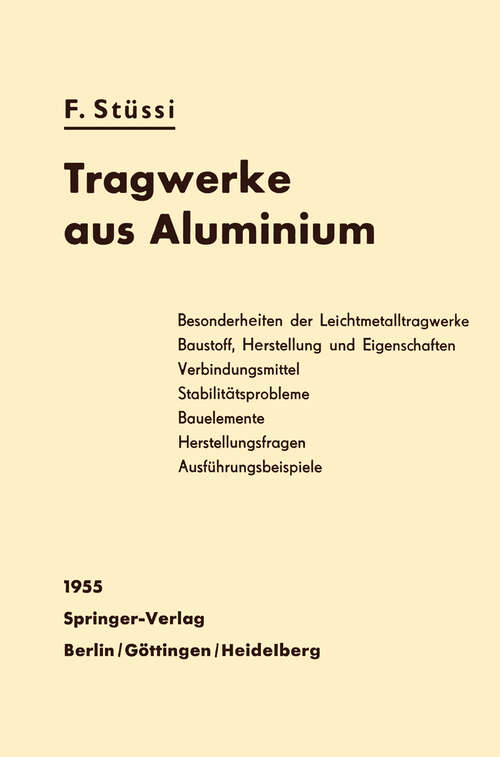 Book cover of Tragwerke aus Aluminium (1955)