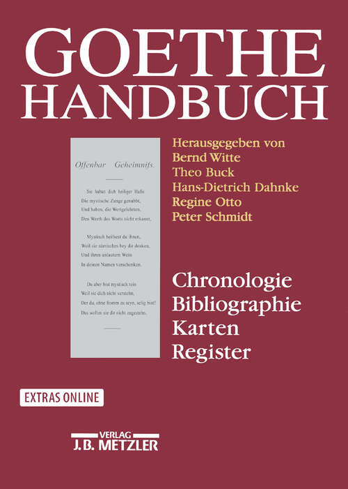 Book cover of Goethe-Handbuch: Chronologie, Bibliographie, Karten, Register (1. Aufl. 1999)