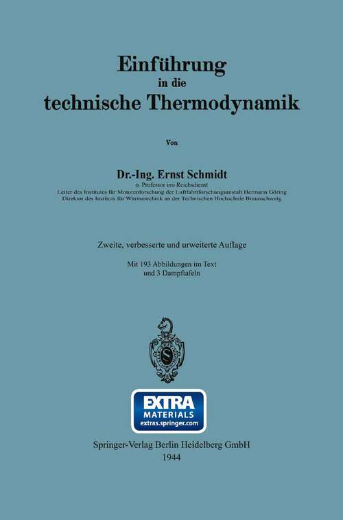 Book cover of Einführung in die technische Thermodynamik (2. Aufl. 1944)