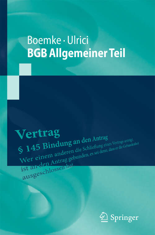 Book cover of BGB Allgemeiner Teil (2010) (Springer-Lehrbuch)