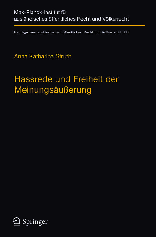 Book cover of Hassrede und Freiheit der Meinungsäußerung