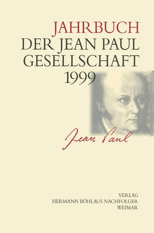 Book cover of Jahrbuch der Jean-Paul-Gesellschaft: 34. Jahrgang (1. Aufl. 1999)