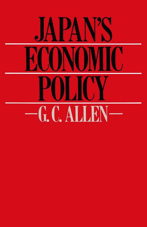 Book cover of Japan’s Economic Policy (1st ed. 1980)