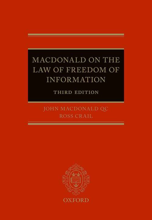 Book cover of Macdonald on the Law of Freedom of Information