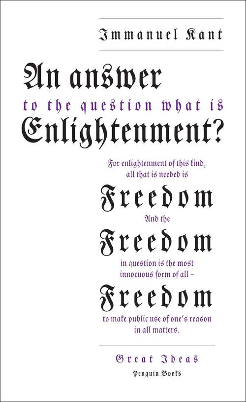 Book cover of An Answer to the Question: 'what Is Enlightenment?' (Penguin Great Ideas Ser.)