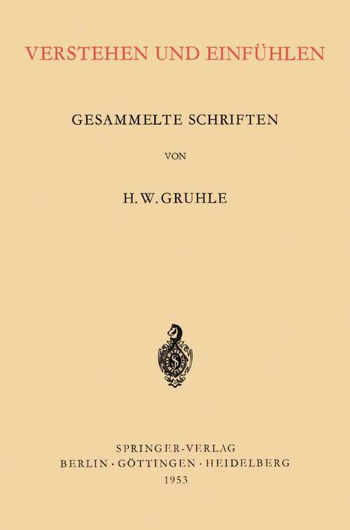 Book cover of Verstehen und Einfühlen: Gesammelte Schriften (1953)