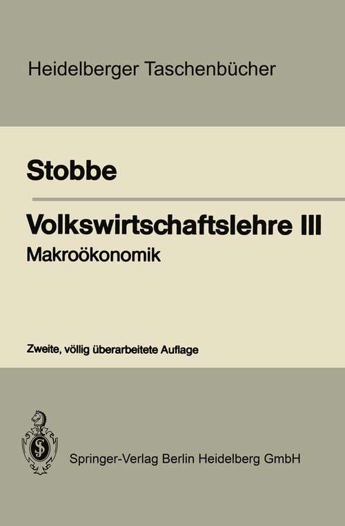 Book cover of Volkswirtschaftslehre III: Makroökonomik (1987) (Heidelberger Taschenbücher)