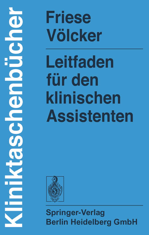 Book cover of Leitfaden für den klinischen Assistenten (1975) (Kliniktaschenbücher)