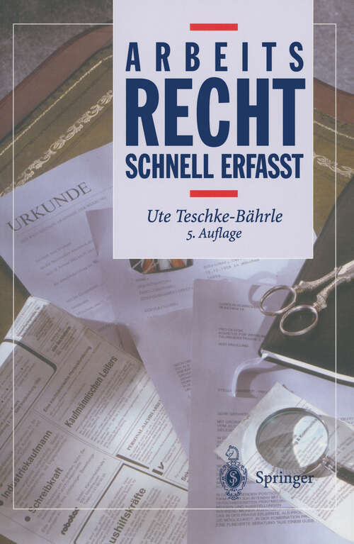 Book cover of Arbeitsrecht - Schnell erfasst (5. Aufl. 2003) (Recht - schnell erfasst)
