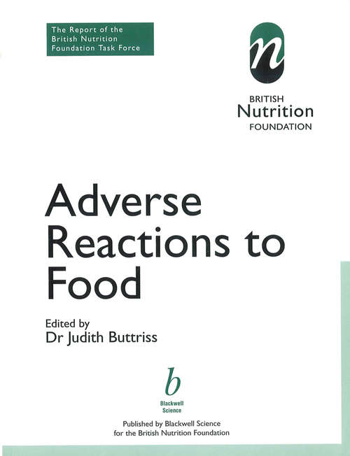 Book cover of Adverse Reactions to Food: The Report of a British Nutrition Foundation Task Force