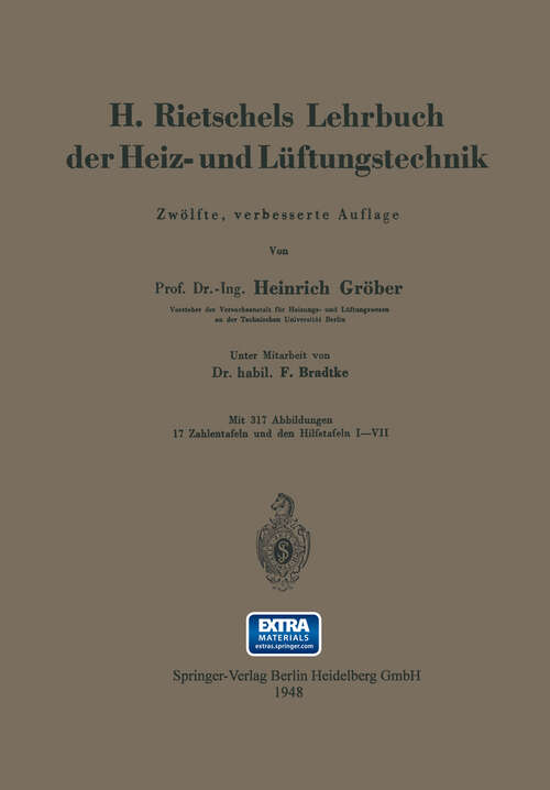 Book cover of H. Rietschels Lehrbuch der Heiz- und Lüftungstechnik (12. Aufl. 1948)