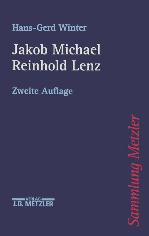 Book cover of Jakob Michael Reinhold Lenz (2. Aufl. 2000) (Sammlung Metzler)