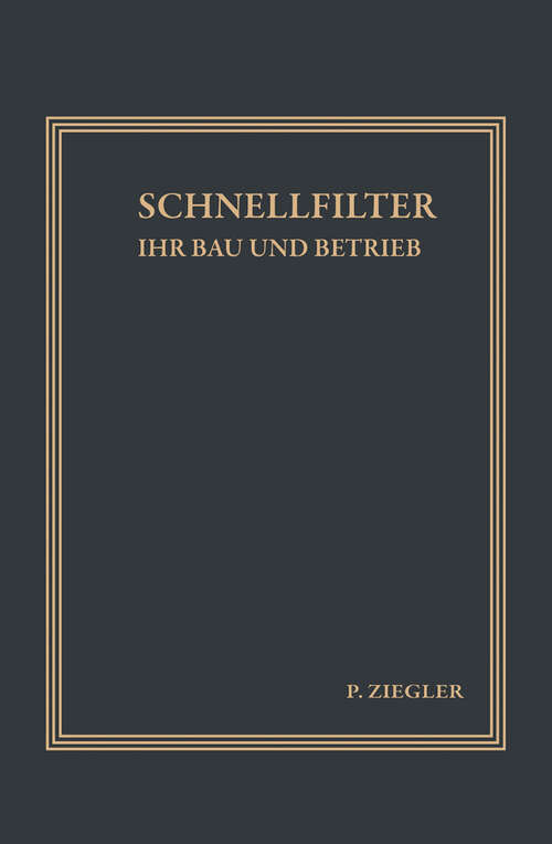 Book cover of Schnellfilter ihr Bau und Betrieb (1919)