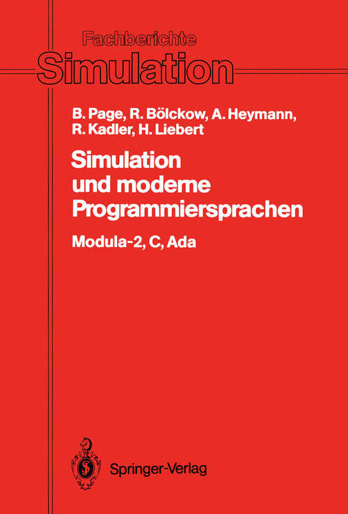 Book cover of Simulation und moderne Programmiersprachen: Modula-2, C, Ada (1988) (Fachberichte Simulation #8)
