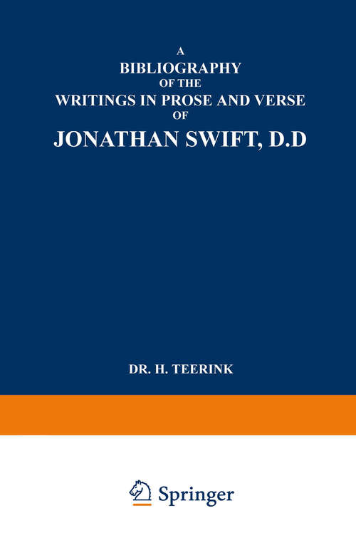 Book cover of A Bibliography of the Writings in Prose and Verse of Jonathan Swift, D.D. (1937)