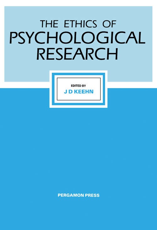 Book cover of The Ethics of Psychological Research