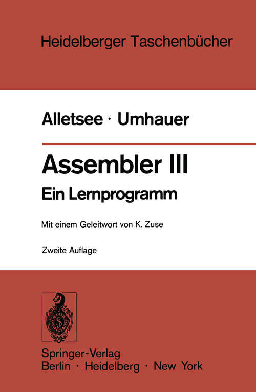 Book cover of Assembler III: Ein Lernprogramm (2. Aufl. 1977) (Heidelberger Taschenbücher #142)