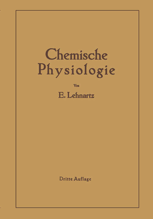 Book cover of Einführung in die chemische Physiologie (3. Aufl. 1939)