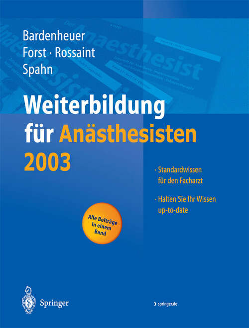 Book cover of Weiterbildung für Anästhesisten 2003 (2004)