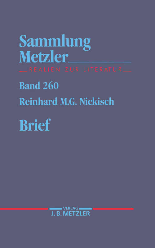 Book cover of Brief (1. Aufl. 1991) (Sammlung Metzler)