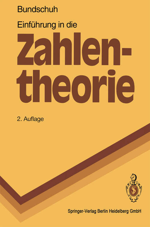 Book cover of Einführung in die Zahlentheorie (2. Aufl. 1992) (Springer-Lehrbuch)