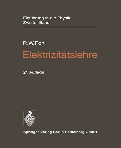 Book cover of Elektrizitätslehre (21. Aufl. 1975)