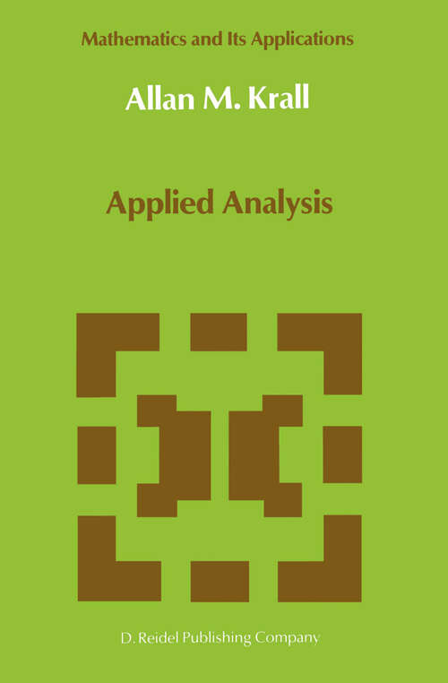 Book cover of Applied Analysis (1986) (Mathematics and Its Applications #31)