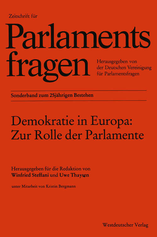 Book cover of Demokratie in Europa: Zur Rolle der Parlamente (1995) (ZParl-Sonderbände)