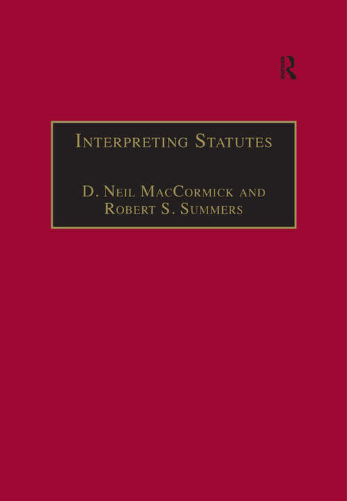 Book cover of Interpreting Statutes: A Comparative Study (Applied Legal Philosophy)