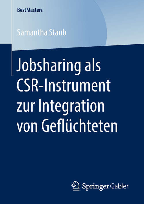 Book cover of Jobsharing als CSR-Instrument zur Integration von Geflüchteten (BestMasters)