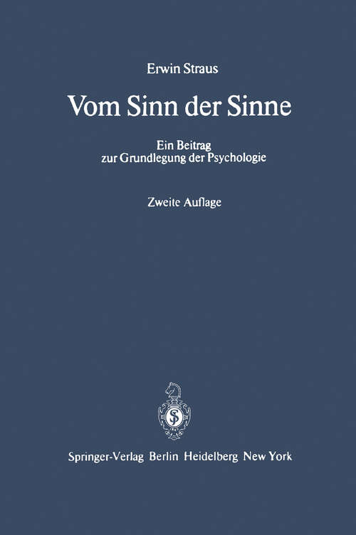 Book cover of Vom Sinn der Sinne: Ein Beitrag zur Grundlegung der Psychologie (2. Aufl. 1956)